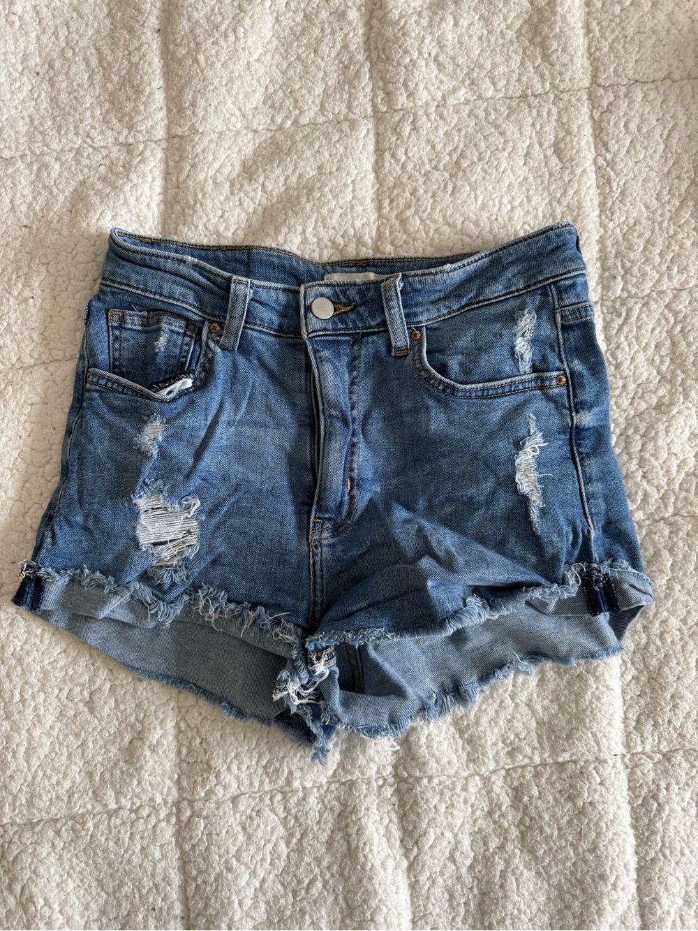 H&M Distressed Blue Denim Cutoff Shorts